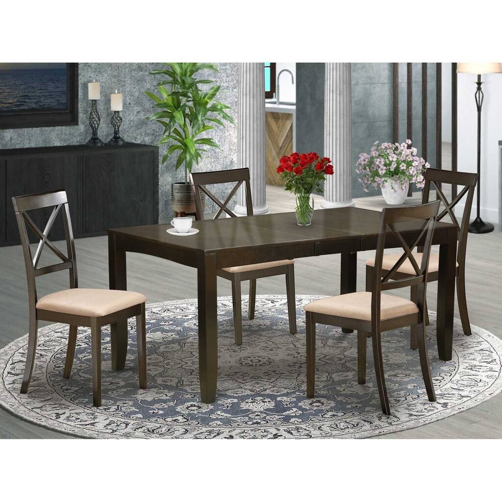 HomeStock 5-Pc Cappuccino Solid Wood Top - Dining Room Set - Seats 4