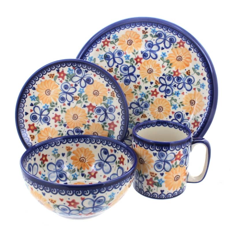 Blue Rose Polish Pottery Vena Dinnerware (4 PC) - Butterfly