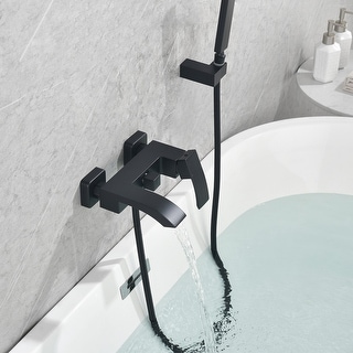 Solid Brass Wall Mounted Roman Tub Faucet with Handheld Shower Head
