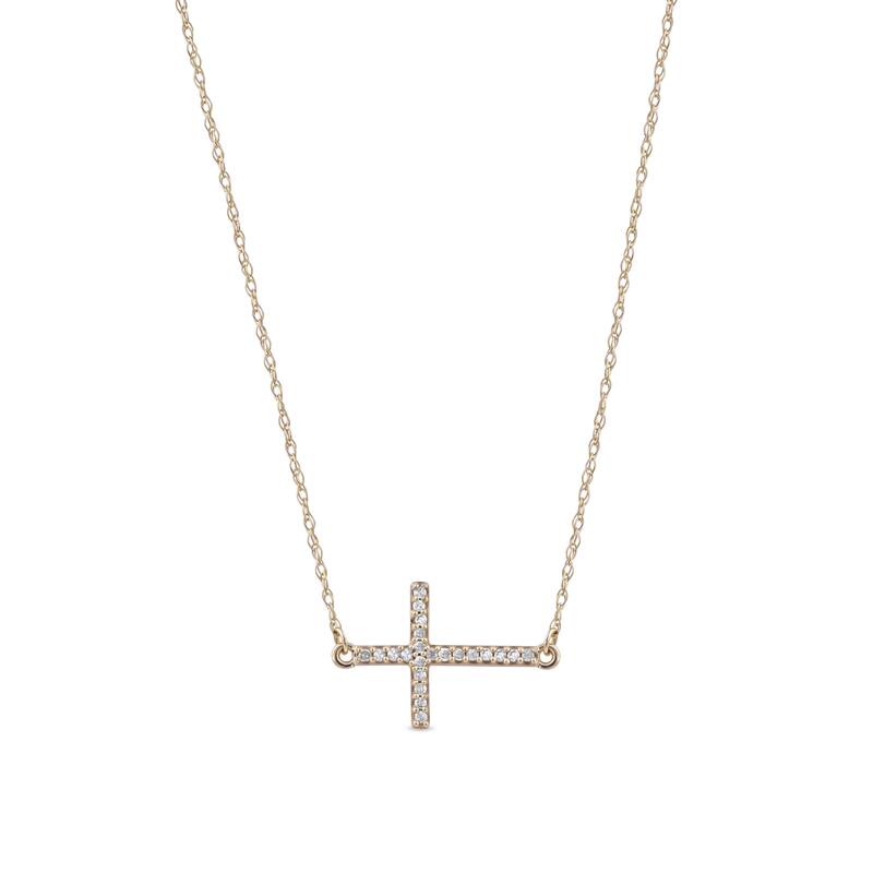 10K Gold 1/20ct TDW Diamond Cross Pendant Necklace for Women