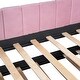 preview thumbnail 10 of 9, Twin Size Stylish Velvet Upholstered Daybed Ergonomic Design Backrest Daybed with Trundle Bed Wood Slat Support, Pink