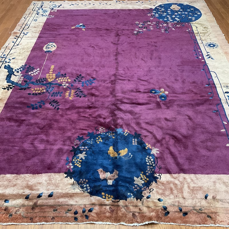 HERAT ORIENTAL Handmade 1920s Antique Art Deco Wool Rug - 9' x 11'9"