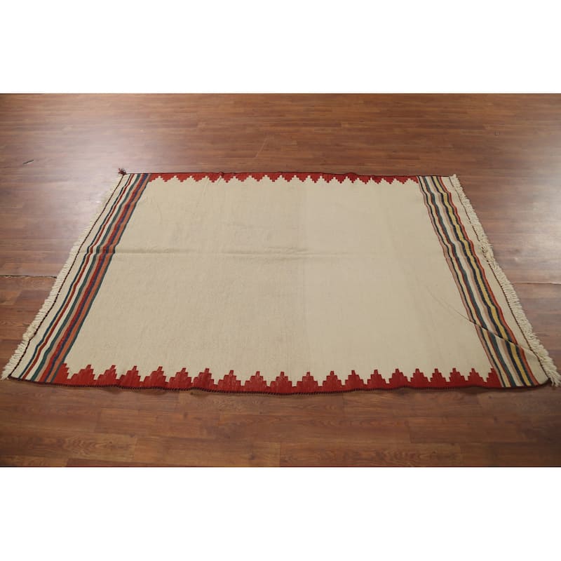 Nomadical Kilim Persian Vintage Area Rug Flatweave Wool Carpet - 4'5"x 6'2"