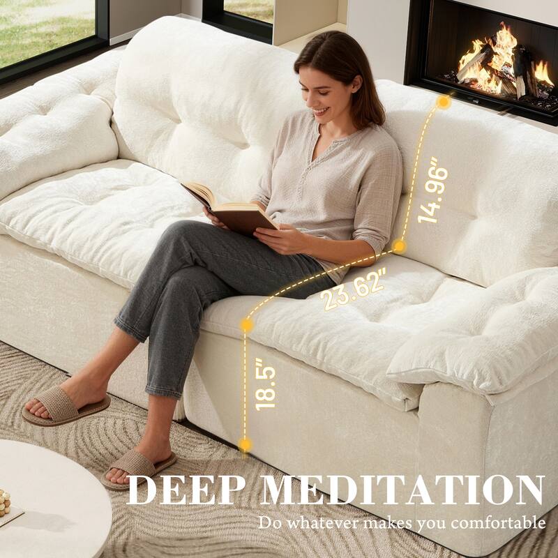 Rossetta Modular Design Cushioned Modular Chenille Fabric Sleeper Loveseat Sofa