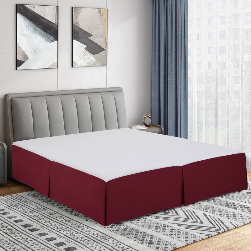 Swift Home Easy Fit Tailored Pleat Microfiber Bed Skirt with 14-inch Drop - California King - Burgundy