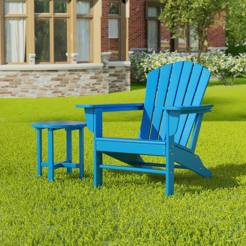 Altura Outdoor Eco-Friendly All Weather Adirondack Chair with Side Table (2-Piece Set) - Pacific Blue
