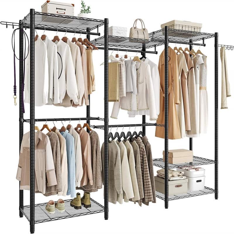 reestanding 6-Tier Closet Organizer - 15.4"D x 74.8"W x 76"H - Black - 15.4"D x 74.8"W x 76"H