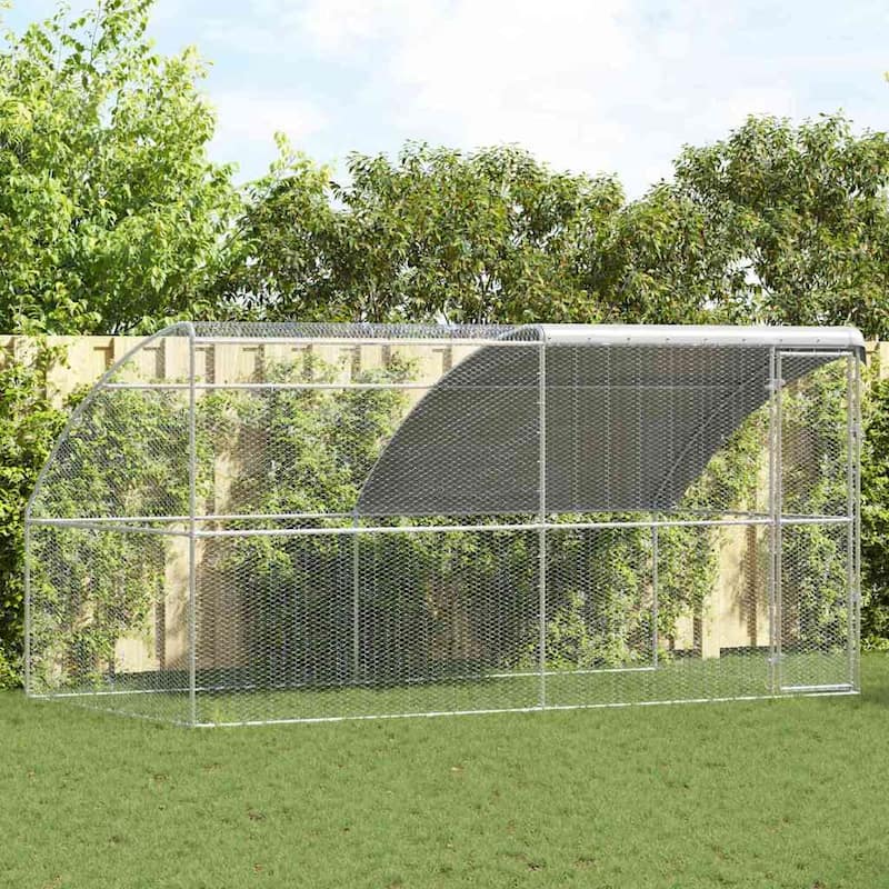 vidaXL Chicken Cage Silver 400/600/800 x 200 x 198.5 cm Galvanized steel - 400 x 200 x 198.5 cm - Silver - 1 door