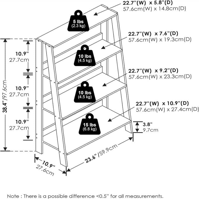 Ladder Bookcase Display Shelf