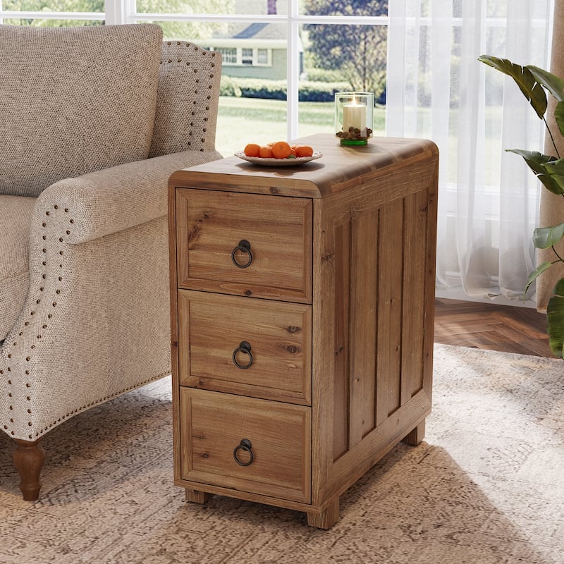 Solid Wood End Table for Small Spaces - 1-Piece