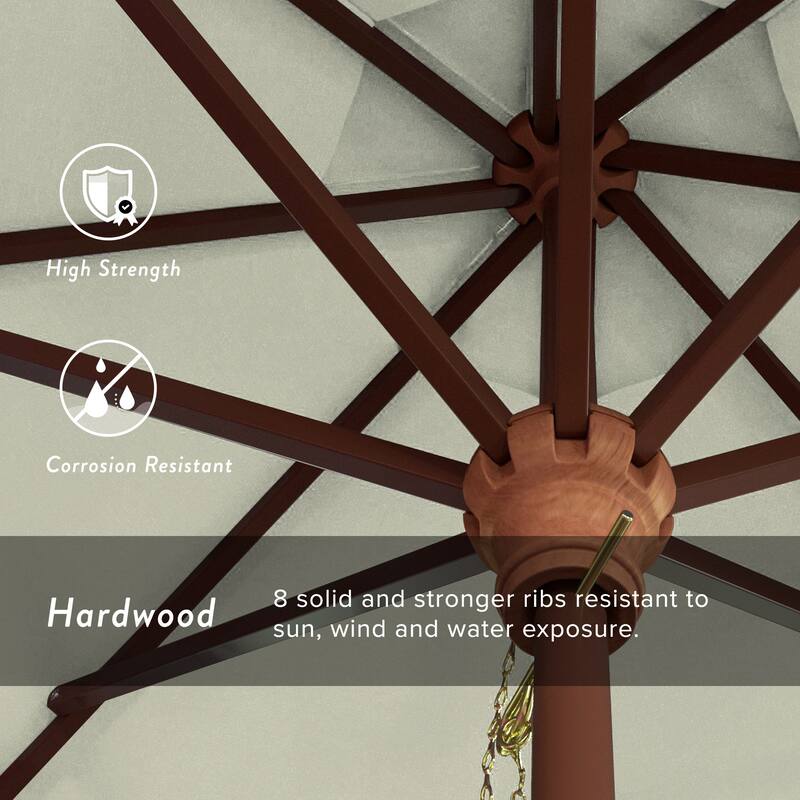California Umbrella 7.5' Round Marenti Wood Frame Patio Umbrella with Pacifica Fabric, Base Not Included