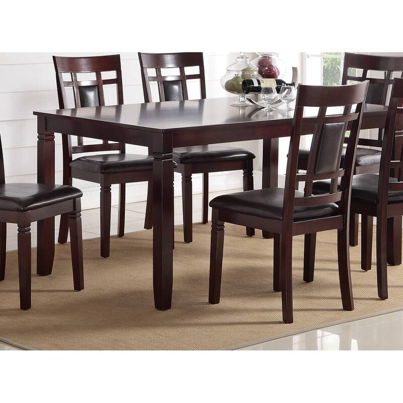 Modern Contemporary 7pc Dining Set Espresso Finish Unique Eyelet Back 6x Side Chairs Cushion Seats Dining Room Furniture