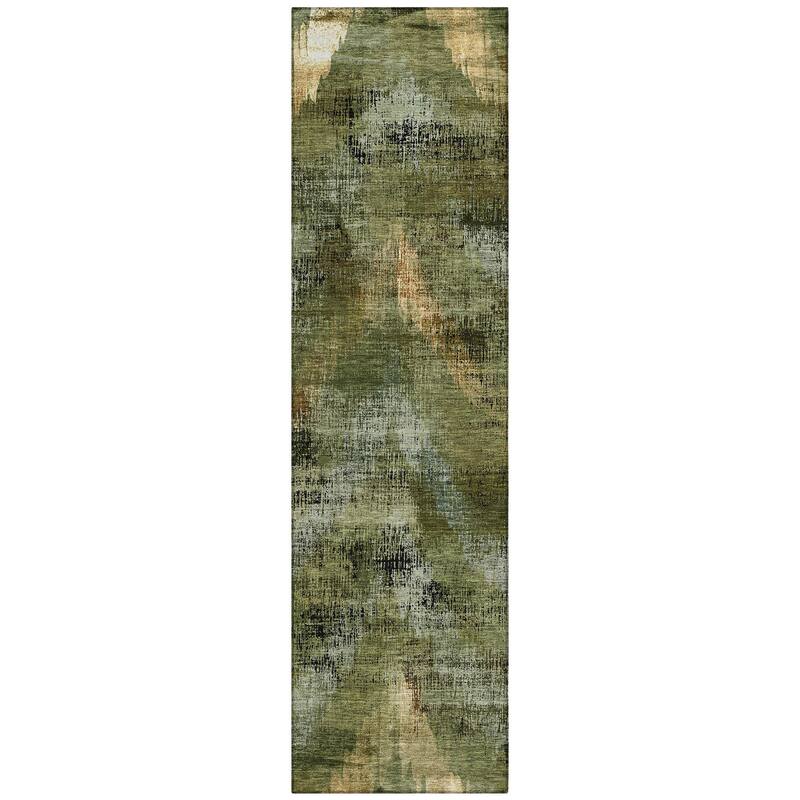 Machine Washable Indoor/ Outdoor Chantille Distressed Chevron Rug