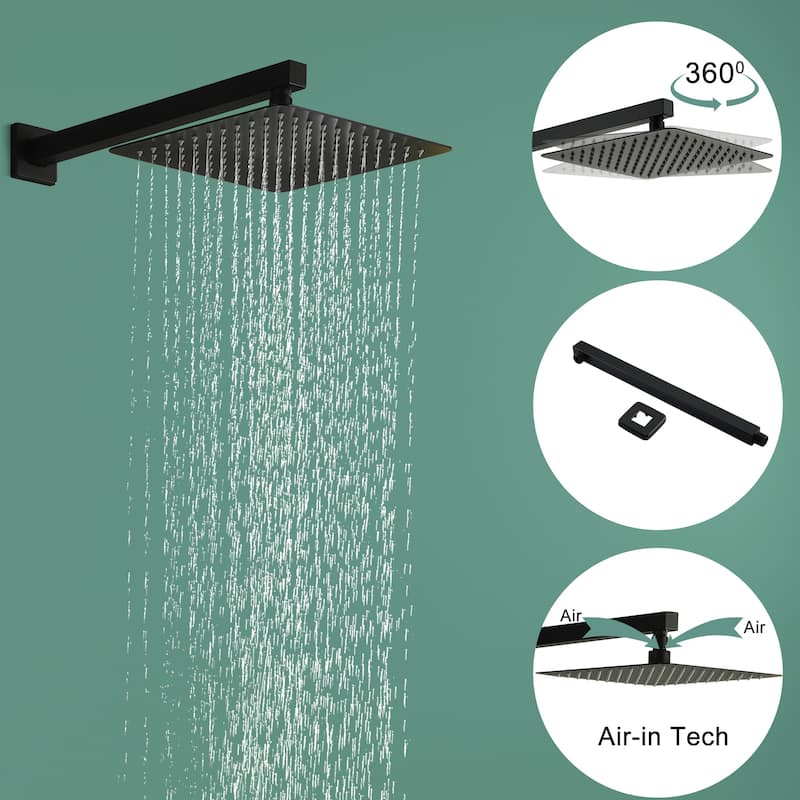 2.5 GPM 10 in. Wall Mount Dual Shower Heads with Pressure Balance Valve