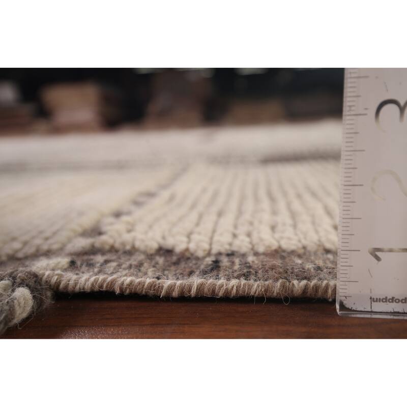 Striped Moroccan Oriental Area Rug Hand-Knotted Wool Carpet - 7'11"x 10'8"