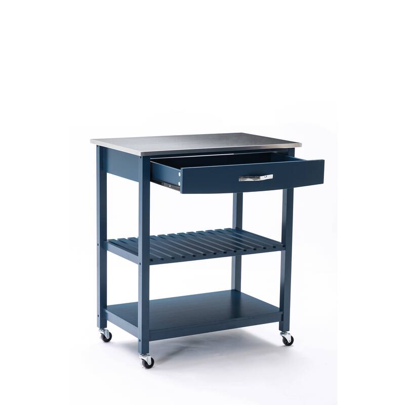 Holland Kitchen Cart With Stainless Steel Top