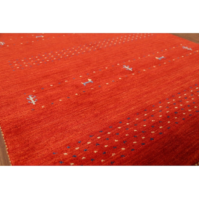 Tribal Gabbeh Oriental Area Rug Handmade Orange Wool Carpet - 4'7"x 6'5"