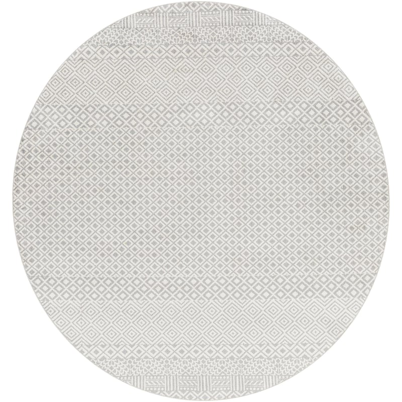 Livabliss Lavadora Global Machine Washable Area Rug - Cream/Grey - 6'7" x 6'7" Round