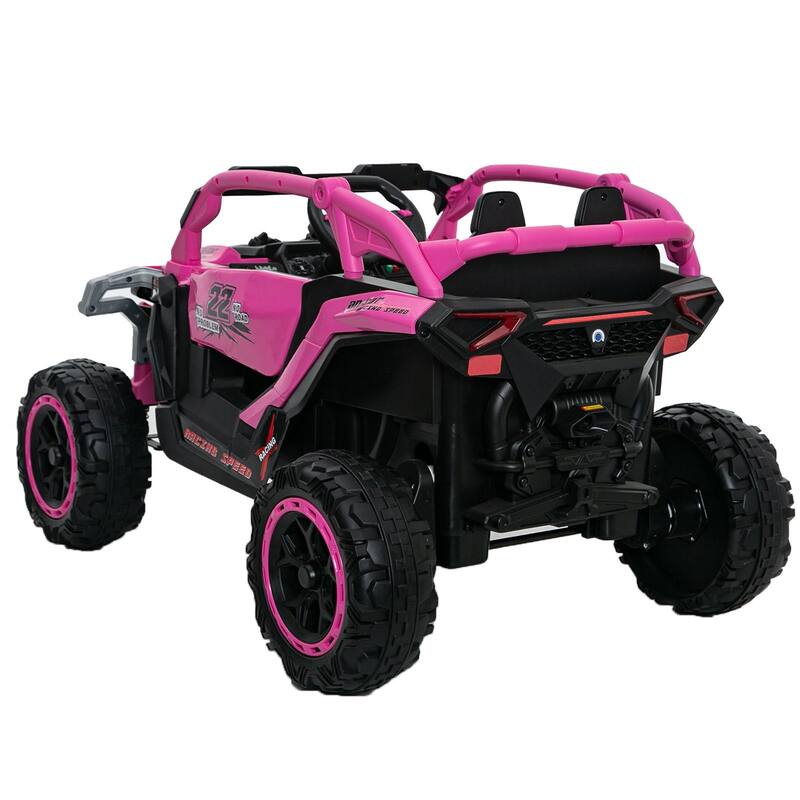 12V 2-Seater Kids Electric UTV Ride-On for Ages 3-6, Magenta with Remote Control & Music - Pink