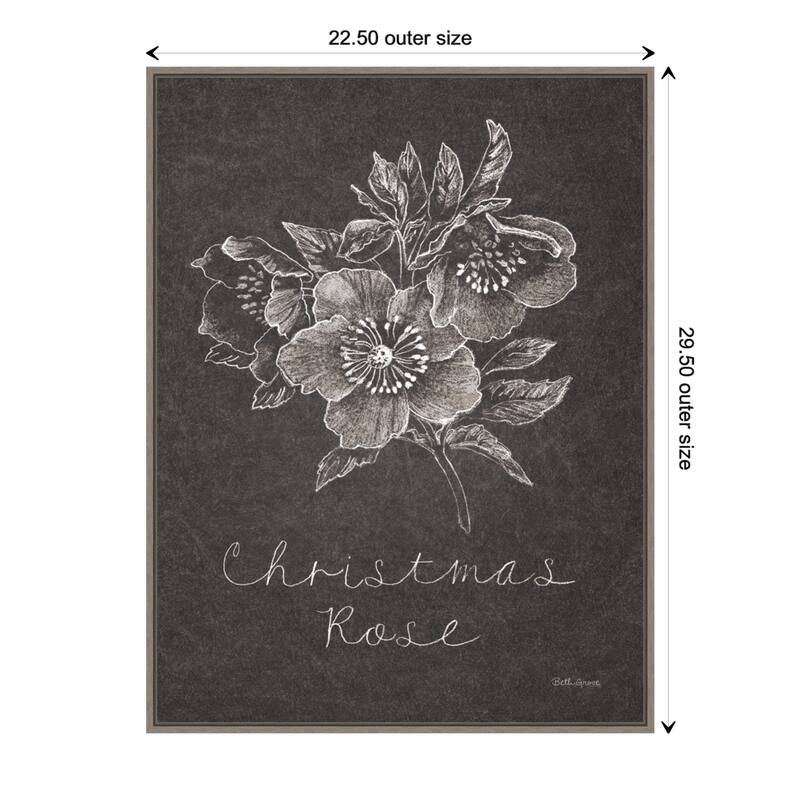 Black and White Chalkboard Christmas III by Beth Grove Canvas Art Framed - 23 x 30 in