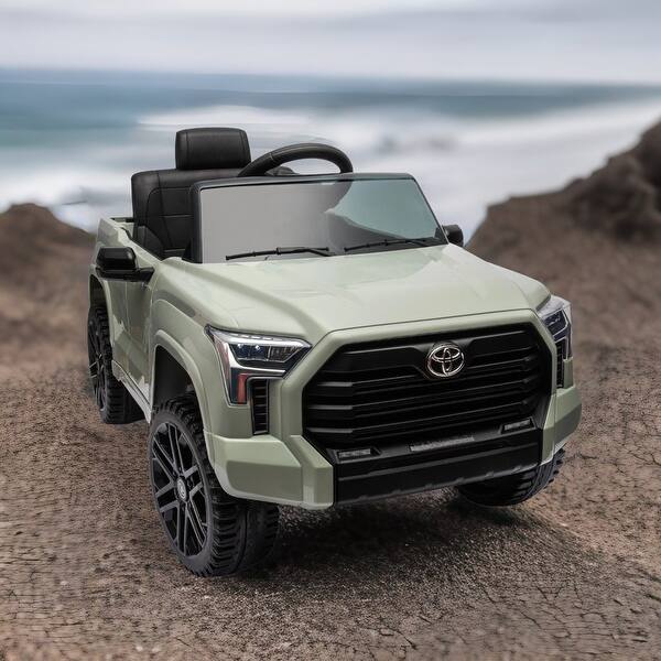 slide 2 of 60, 12V Electric Toyota Tundra Pickup for Kids, Remote Control Ride On Toy, LED Lights, Power Display & Shock Absorption