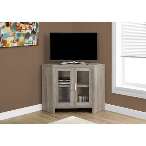 Monarch 2701 Dark Taupe 42nch Corner Tv Stand With Glass Doors