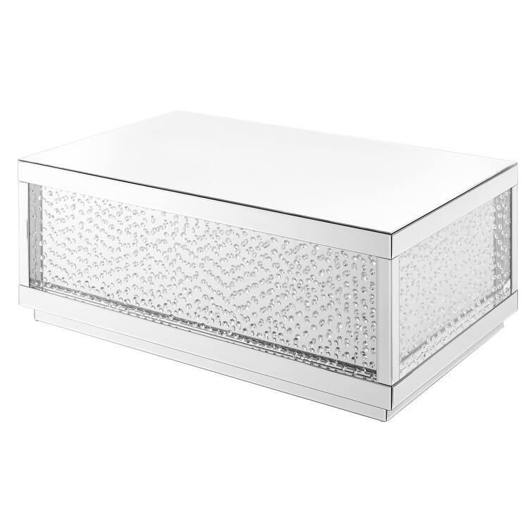 48 inch Rectangle Crystal Coffee Table In Clear Mirror Finish