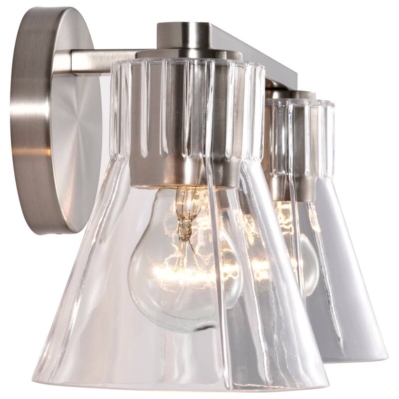 Gianna 2 Light Vanity Brushed Nickel Finish Clear Glass - Brushed Nickel
