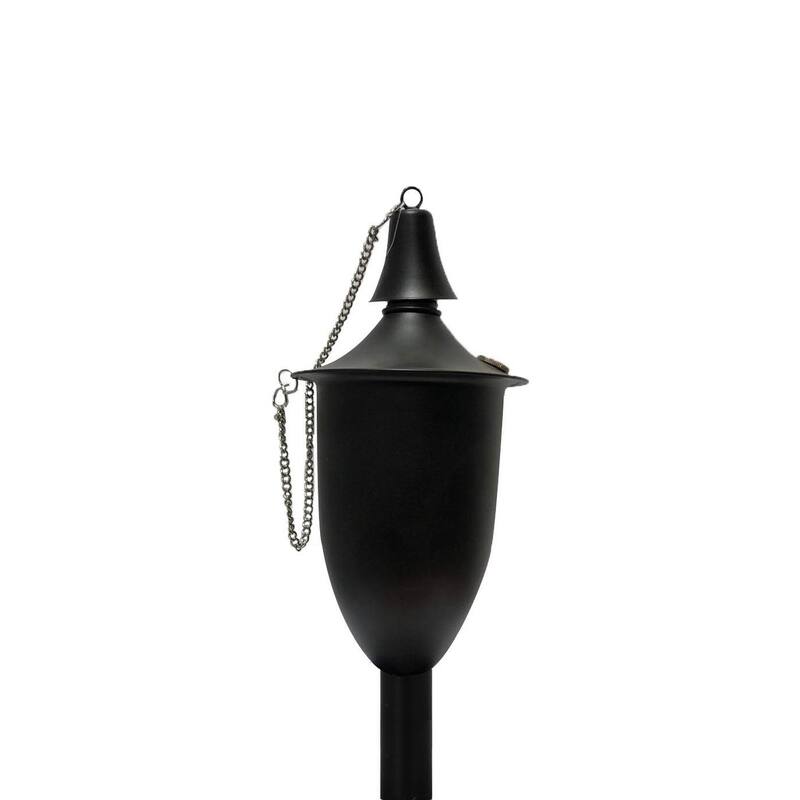 Small Elegant Tiki Torch - Smooth Black - 1 Pack