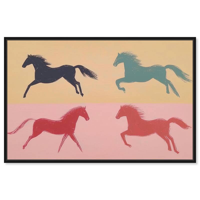 Galloping Quartet Canvas by Art Remedy - 15" x 10" - Black