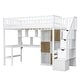 preview thumbnail 4 of 31, Twin Size Loft Bed with Bulit-in Desk, LED Light and Storage Staircase, Wooden Loft Bedframe with Storage Shelves and Cabinets