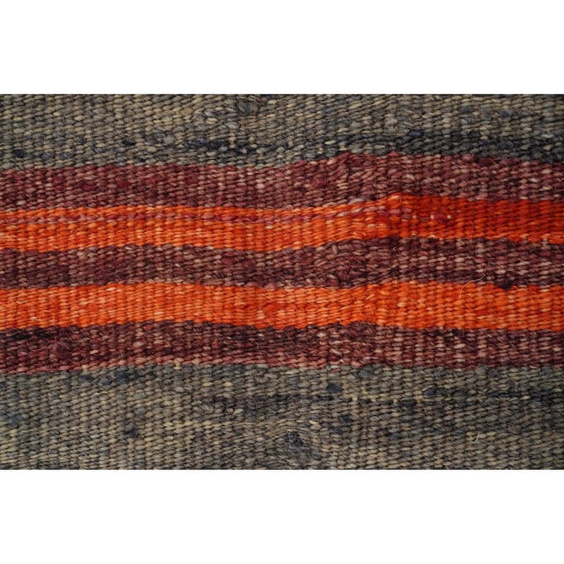 Hand Woven Oriental 100% Wool Carpet Southwestern Geometric Multi-Colored Kilim Area Rug - 12' 1'' X 5' 1''