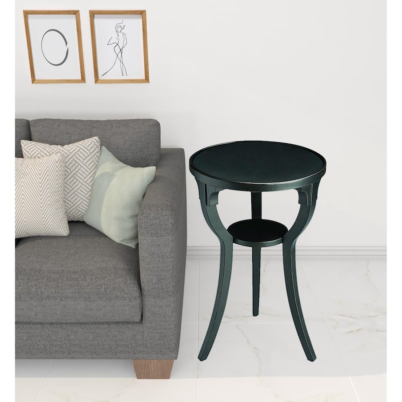 HomeRoots 24" Black Manufactured Wood Round End Table With Shelf - 15.75' X '24.25' X '15.75 - Black - Wood