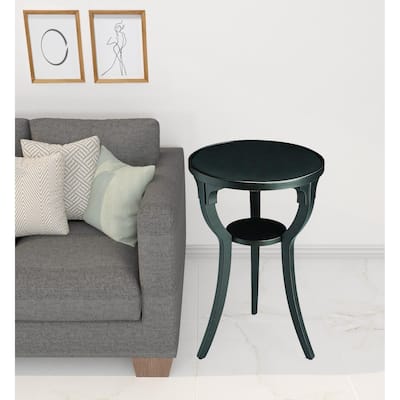 HomeRoots 24" Black Manufactured Wood Round End Table With Shelf - 15.75' X '24.25' X '15.75