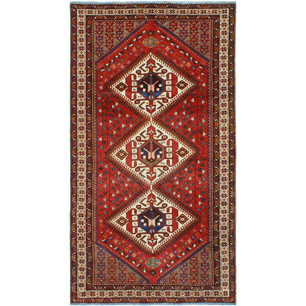 Fine Vintage Distressed Nabi Red/Ivory Runner - 5'5" x 9'10"