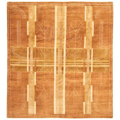 ECARPETGALLERY Hand-knotted Finest Peshawar Ziegler Brown Wool Rug - 8'3 x 9'1