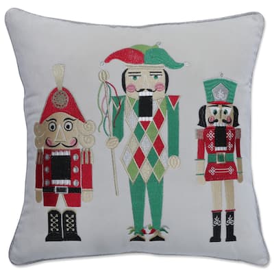 Pillow Perfect Indoor Christmas Velvet Nutcrackers 17-inch Throw Pillow Cover, 17 X 17 X 0.2