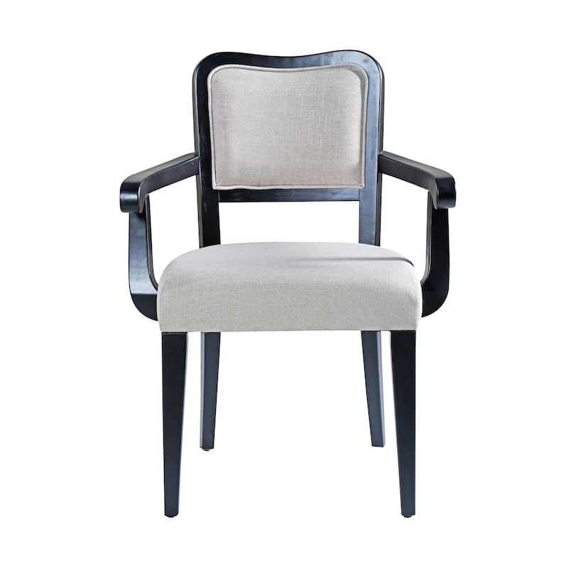 Dining Chairs Set of 2, Upholstered Solid Wood Dining Room Chairs, Traditional Fabric Kitchen Armchairs with Curved Back
