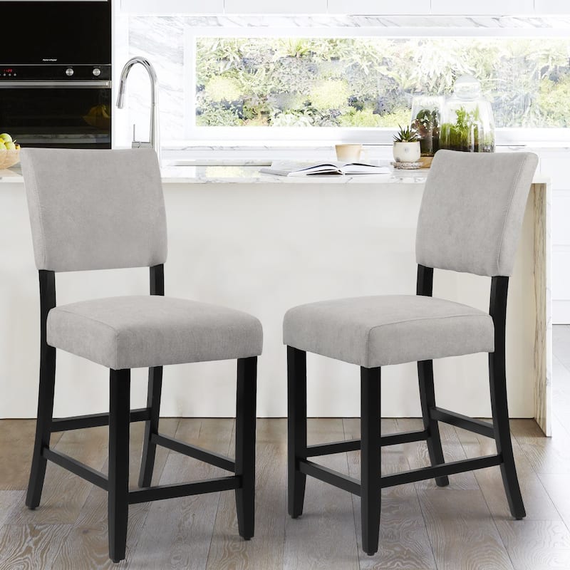 24 Inches Counter Height Bar Stools Upholstered Barstools with Brushed Legs Set of 2