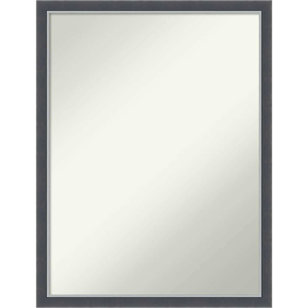 Non-Beveled Bathroom Wall Mirror - Eva Black Silver Thin Frame