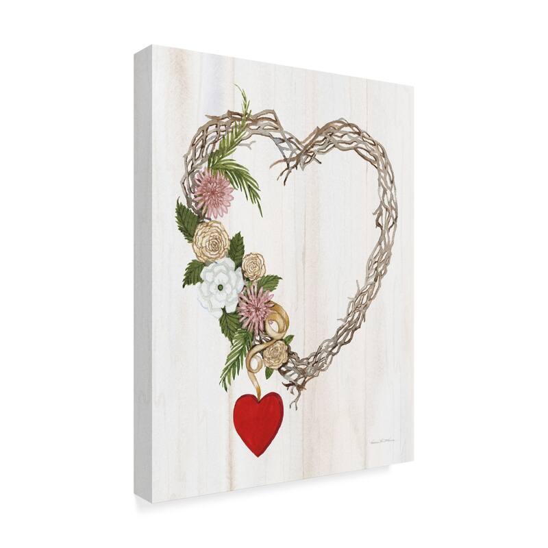 Kathleen Parr Mckenna 'Rustic Valentine Heart Wreath I' Canvas Art