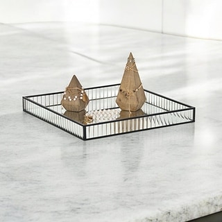 Veldra Black Square Fluted Glass Tray - Bed Bath & Beyond - 42710149