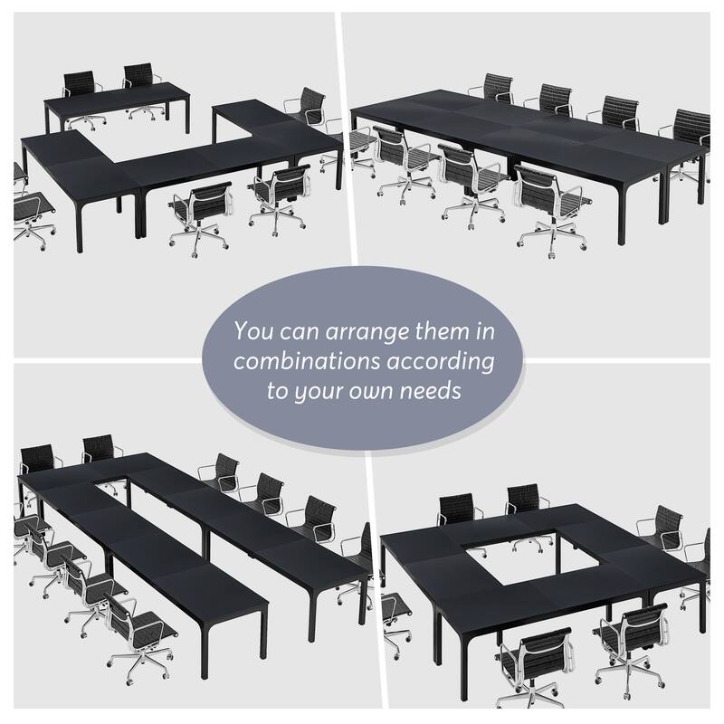 Rectangle 13FT Large Conference Table Set of 2, 78.74-Inch Meeting Seminar Table, Long Business Table