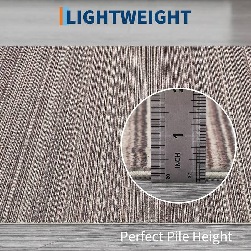 Modern Stripe Machine Washable Area Rug for Bedroom, Living Room, Brown - 1'6" x 2'6"
