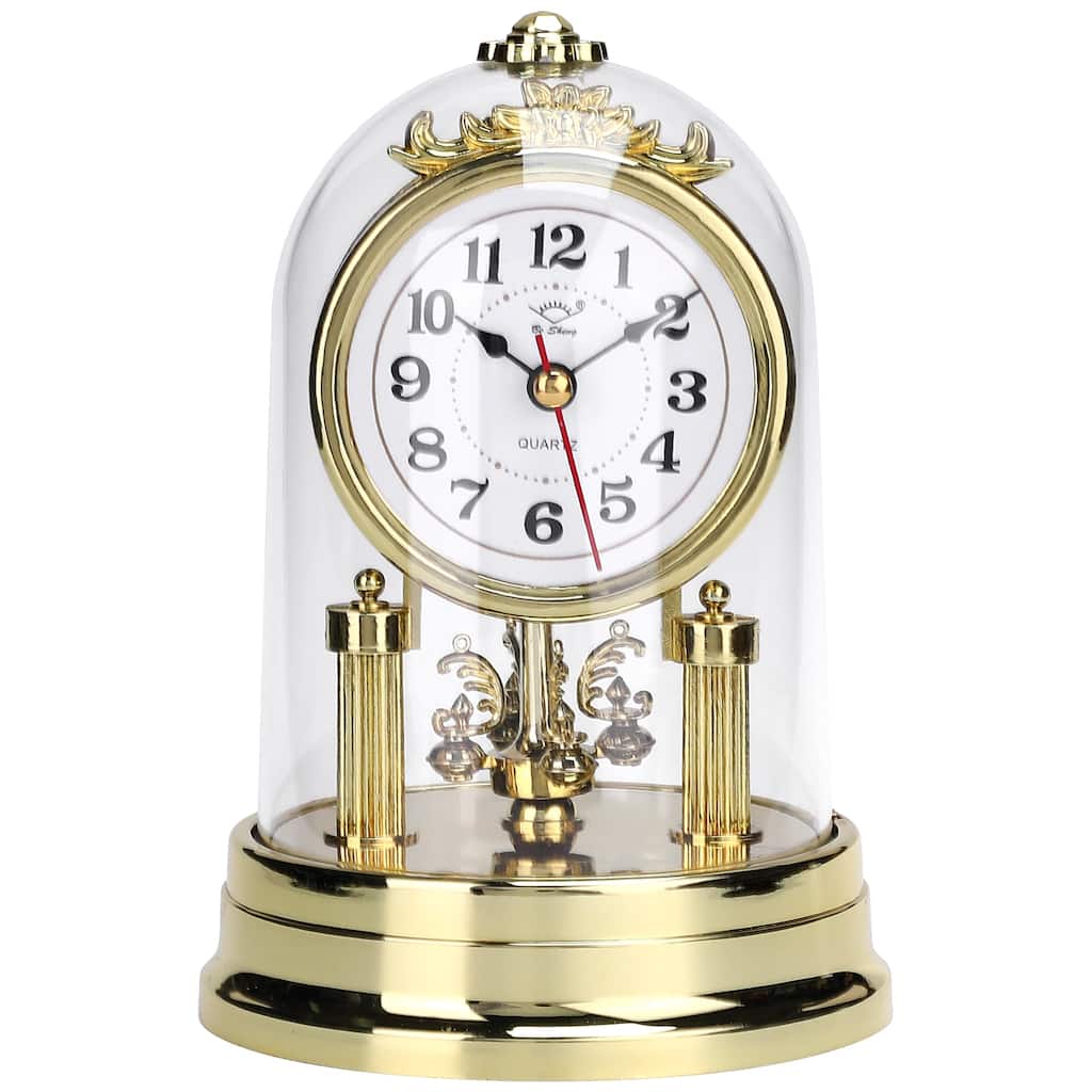 Vintage Desk Clock, Silent Retro Luxurious Clocks, Battery Operated for Bedroom, Home Decoration 6.8 x 4.3 x 4.3 inch