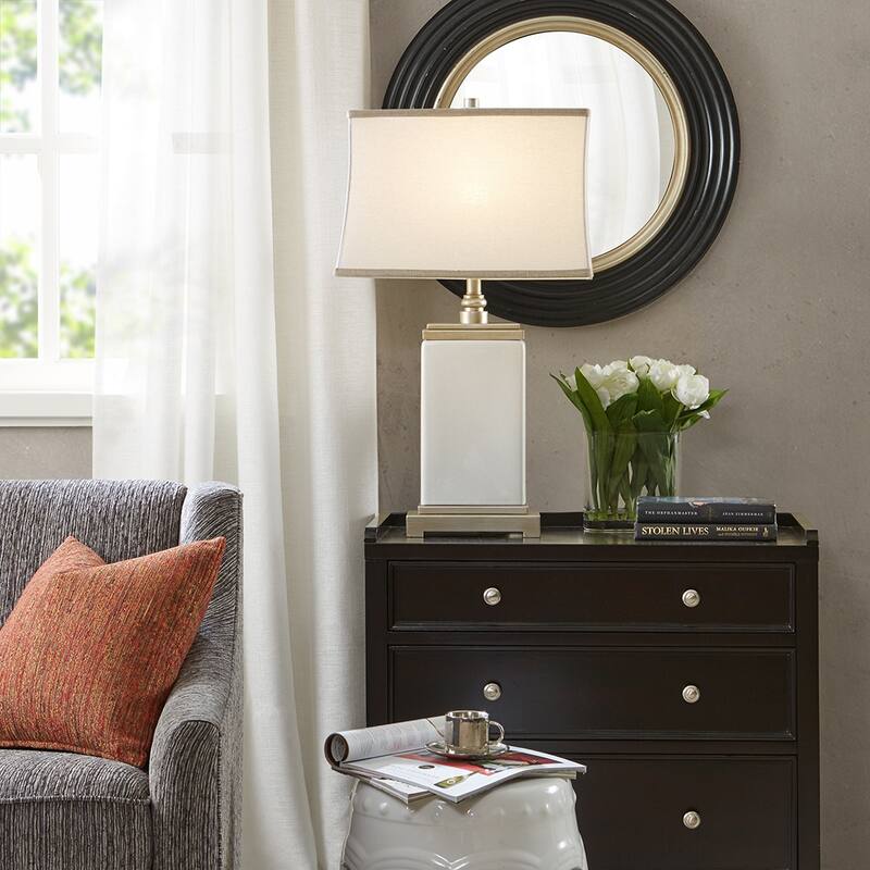 Rectangular Ceramic Table Lamp - Ivory