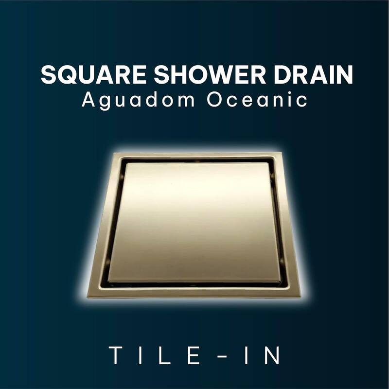 Oceanic Square Shower Drain, Marine-grade 316 Stainless Steel, Tile-in with Hair Strainer
