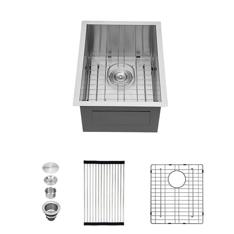 Undermount 16 Gauge Single Bowl Stainless Steel Kitchen Sink in Brushed Nickel