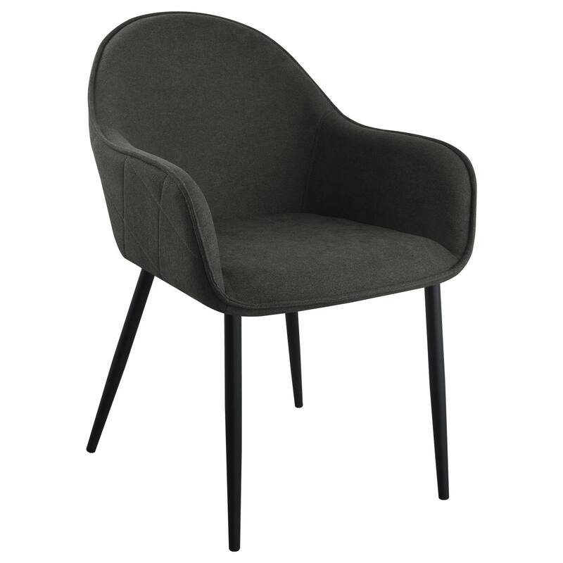 Emin 23 Inch Dining Armchair, Modern Charcoal Gray Fabric Seat, Set of 2 - Set of 2