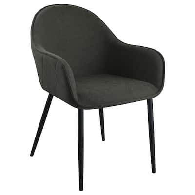 Emin 23 Inch Dining Armchair, Modern Charcoal Gray Fabric Seat, Set of 2